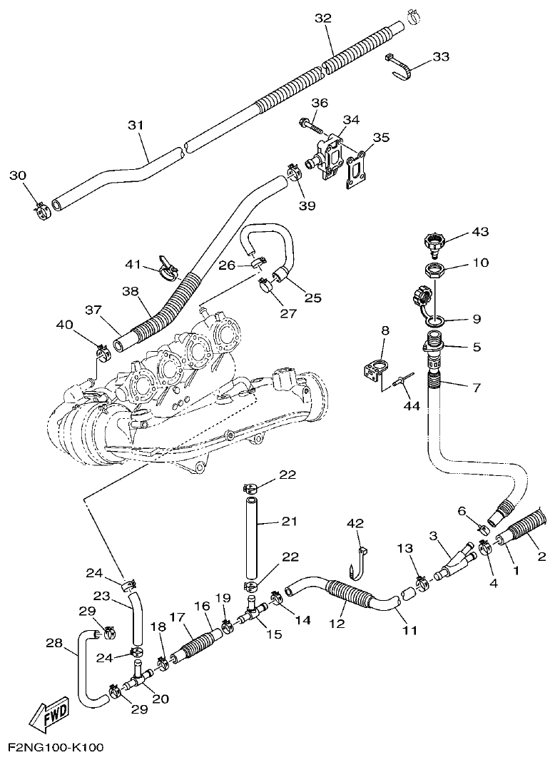 Yamaha F2NN EXHAUST 2 parts diagram